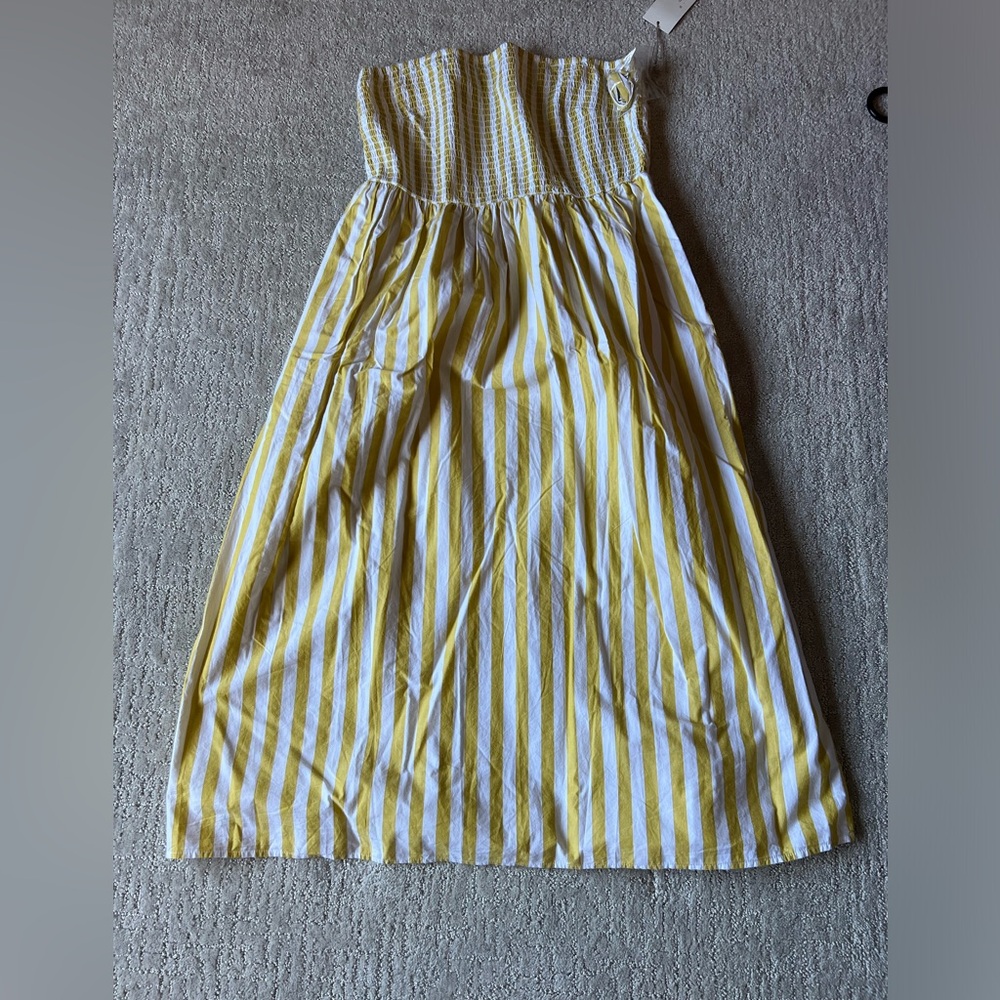 Universal Threads Yellow & White Stripe Strapless Dress - Size M